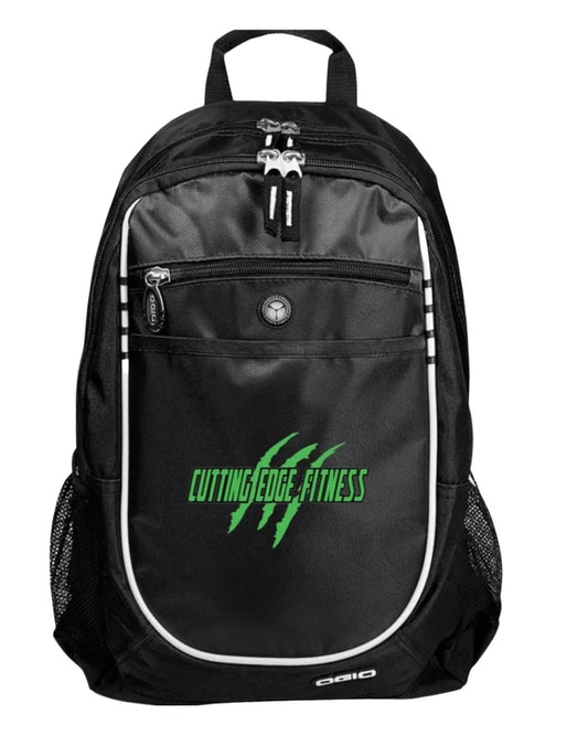 CEF Logo Black Rugged Bookbag-Green On Black